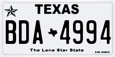 TX license plate BDA4994