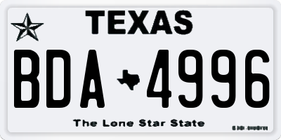 TX license plate BDA4996