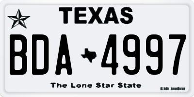 TX license plate BDA4997