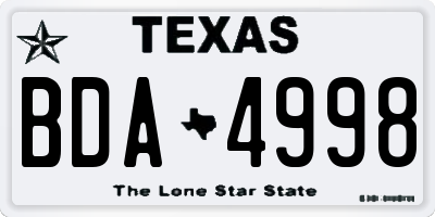 TX license plate BDA4998