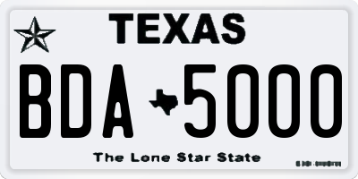 TX license plate BDA5000