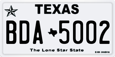 TX license plate BDA5002