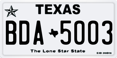 TX license plate BDA5003