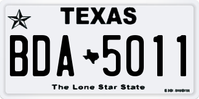 TX license plate BDA5011