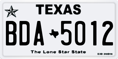 TX license plate BDA5012