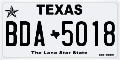 TX license plate BDA5018