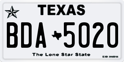TX license plate BDA5020