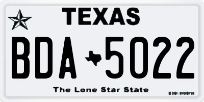 TX license plate BDA5022