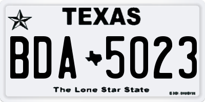 TX license plate BDA5023