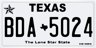 TX license plate BDA5024