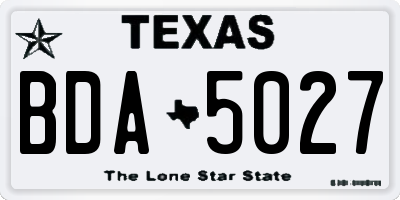 TX license plate BDA5027