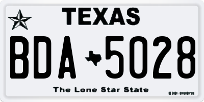TX license plate BDA5028