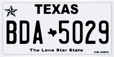 TX license plate BDA5029