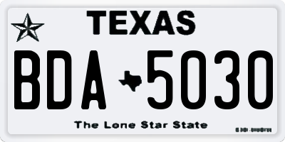 TX license plate BDA5030