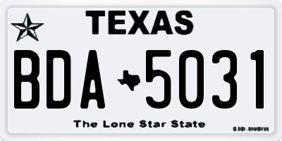 TX license plate BDA5031