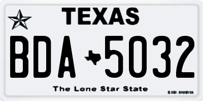 TX license plate BDA5032