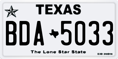 TX license plate BDA5033