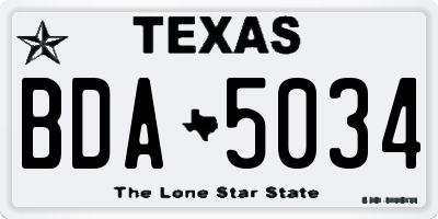 TX license plate BDA5034