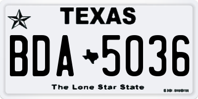 TX license plate BDA5036