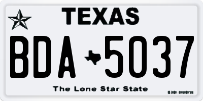 TX license plate BDA5037