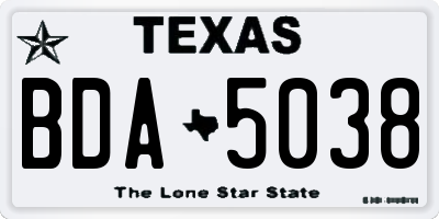 TX license plate BDA5038
