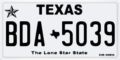 TX license plate BDA5039