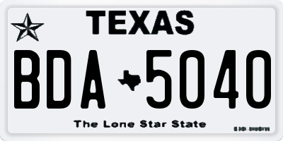 TX license plate BDA5040
