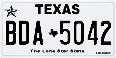 TX license plate BDA5042