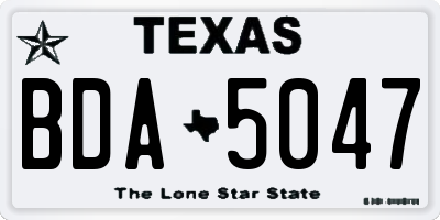 TX license plate BDA5047