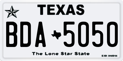 TX license plate BDA5050