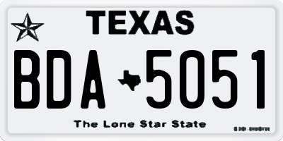 TX license plate BDA5051