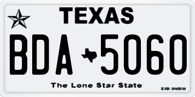 TX license plate BDA5060