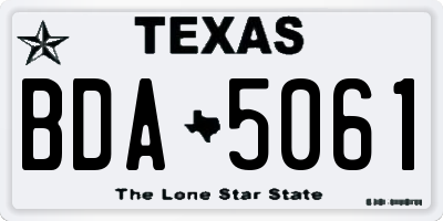TX license plate BDA5061