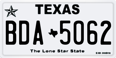 TX license plate BDA5062