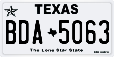 TX license plate BDA5063