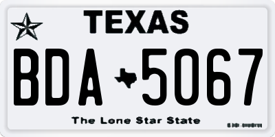 TX license plate BDA5067