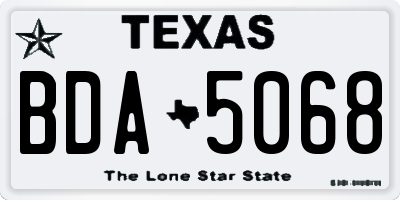 TX license plate BDA5068