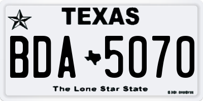 TX license plate BDA5070