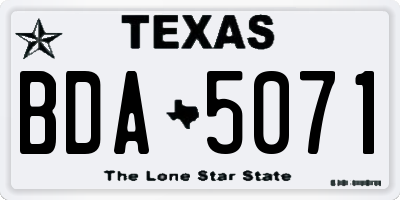 TX license plate BDA5071