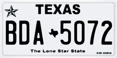 TX license plate BDA5072