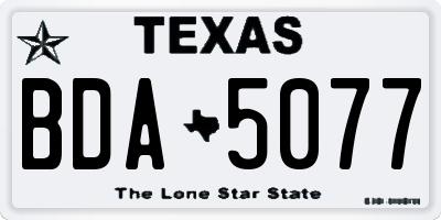 TX license plate BDA5077