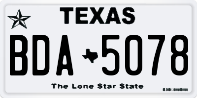 TX license plate BDA5078