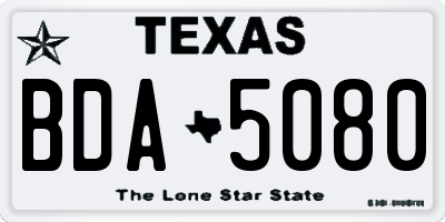 TX license plate BDA5080