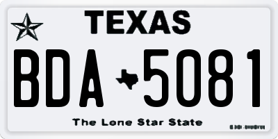 TX license plate BDA5081