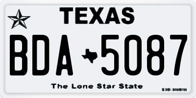 TX license plate BDA5087