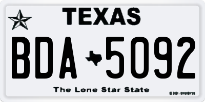 TX license plate BDA5092