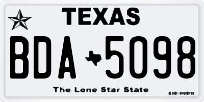TX license plate BDA5098