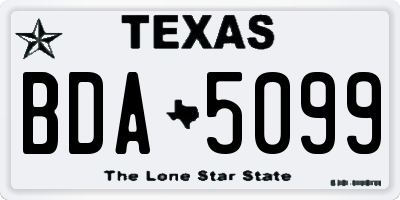TX license plate BDA5099