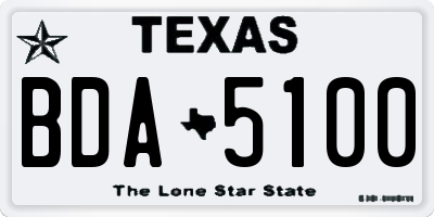 TX license plate BDA5100