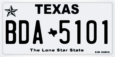 TX license plate BDA5101